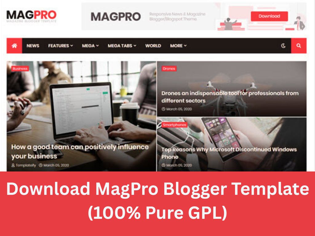 Download MagPro Blogger Template (100% Pure GPL)