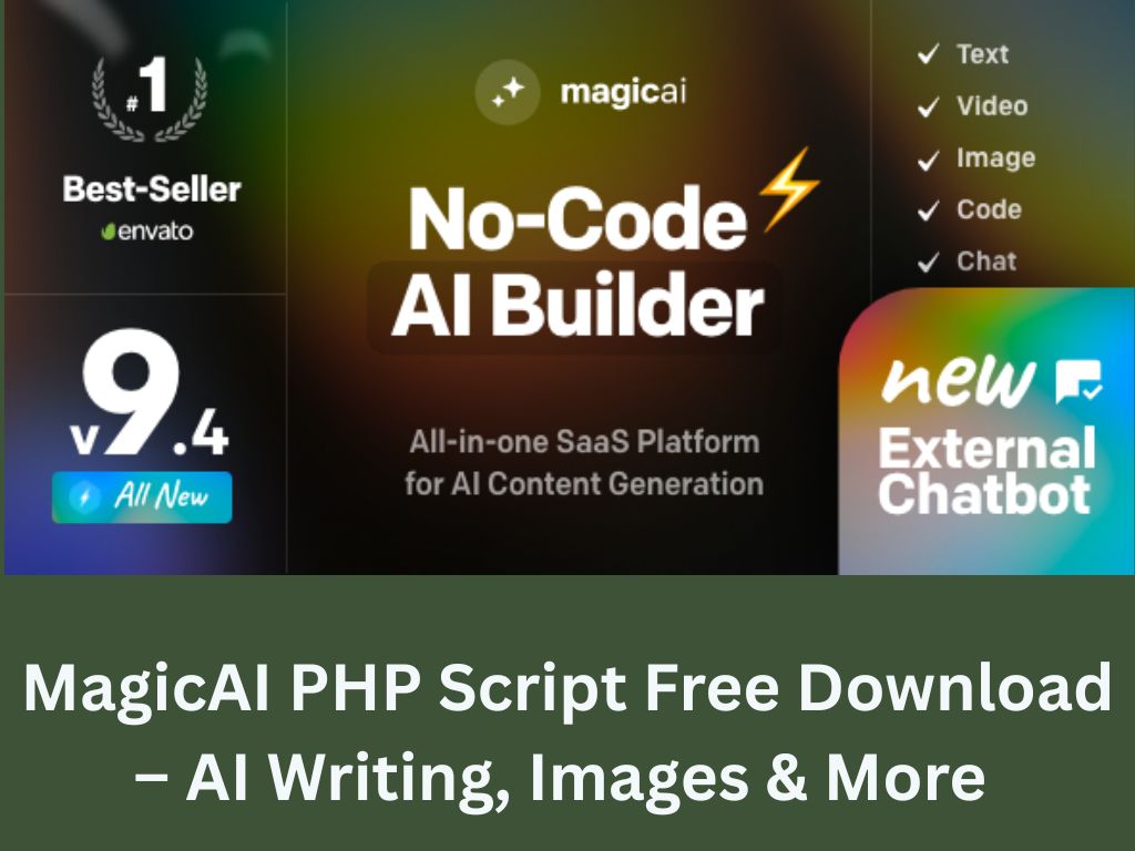 MagicAI PHP Script Free Download – AI Writing, Images & More (GPL)