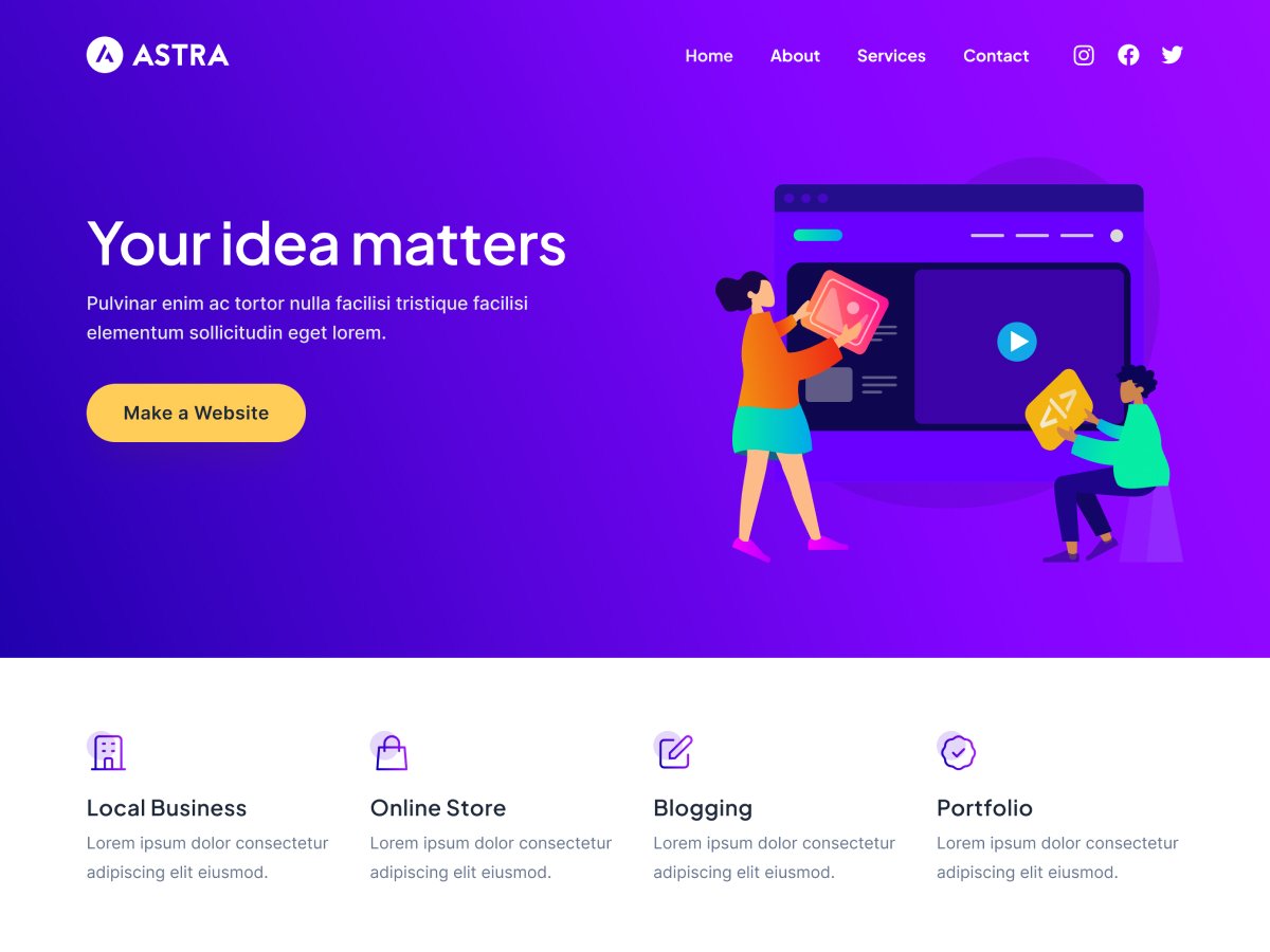 Astra WordPress theme homepage screenshot
