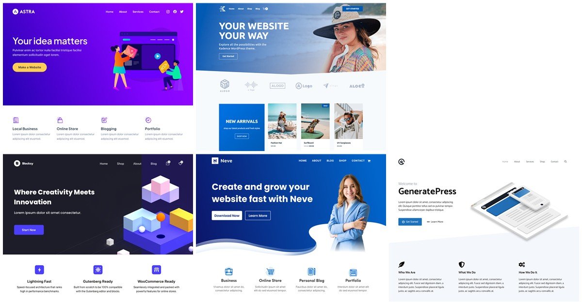 Best WordPress themes for SEO 2026 - Astra, Kadence, GeneratePress, Blocksy, Neve, OceanWP