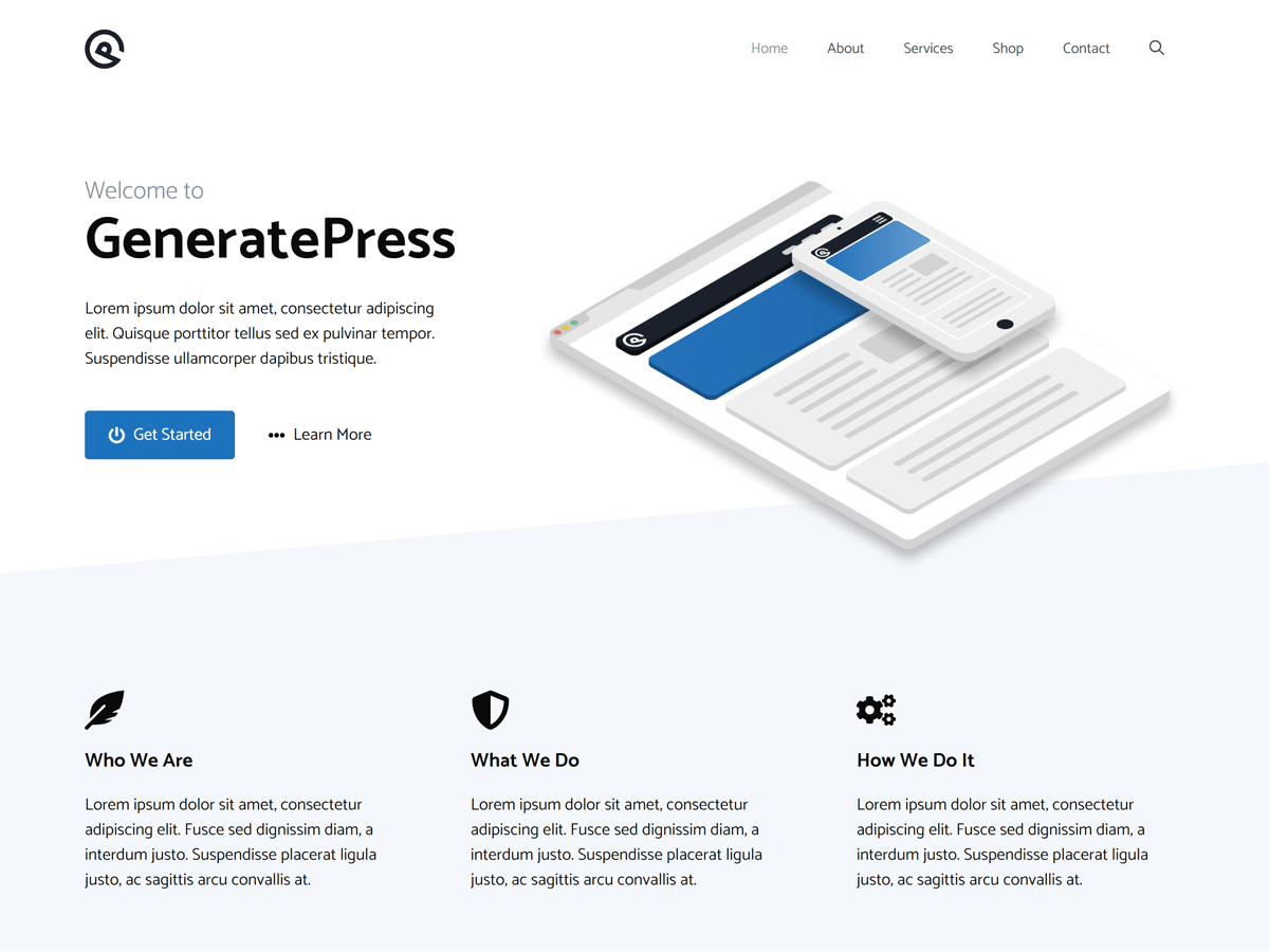 GeneratePress WordPress theme homepage screenshot