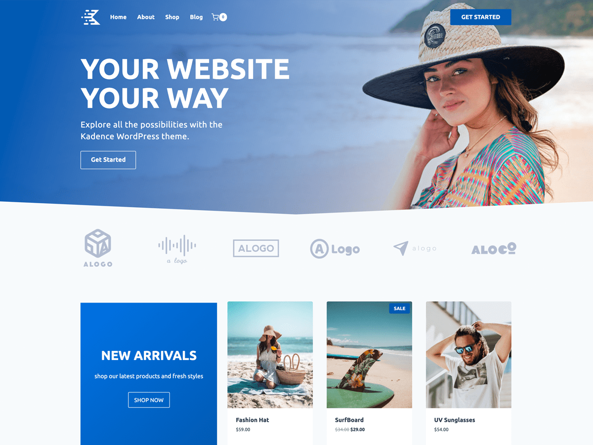 Kadence WordPress theme homepage screenshot