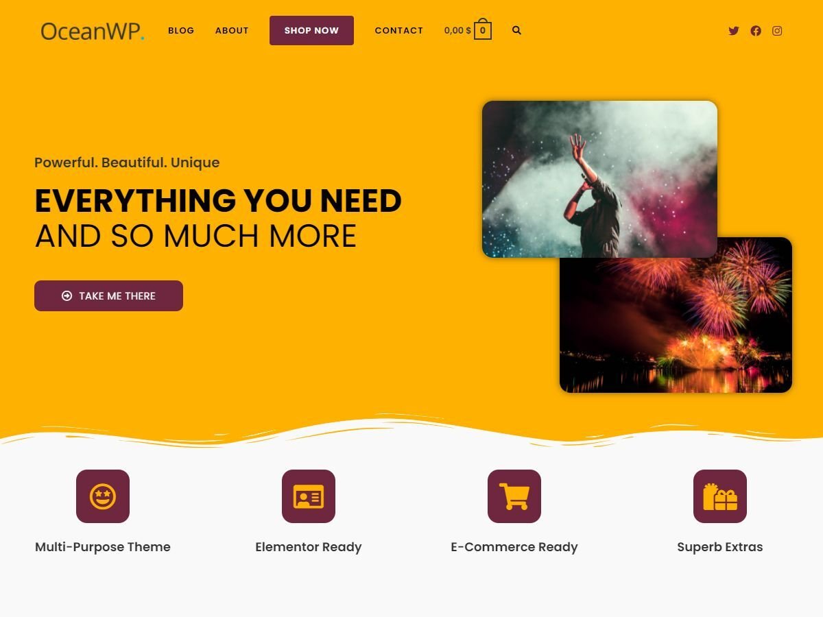 OceanWP WordPress theme homepage screenshot